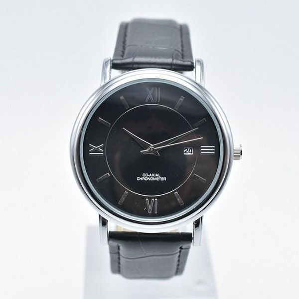 

luxury fashion leather quartz watch, new casual men's watch,, Slivery;brown