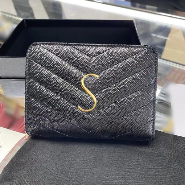 

designer bag card holder leather caviar wallets summer coin purses with box womens fashion mens clutch handbag the tote bag luxury zip keypo, Red;black