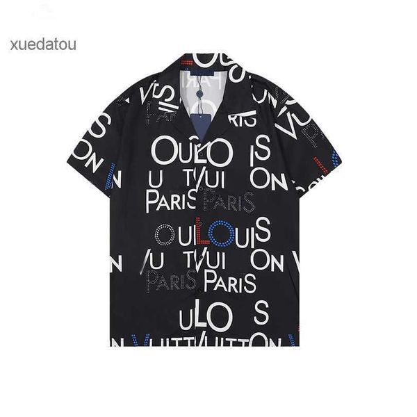 

22ss luxury designer shirts mens fashion geometric classic print black bowling shirt hawaii floral casual shirts men slim fit short sleeve z, White;black
