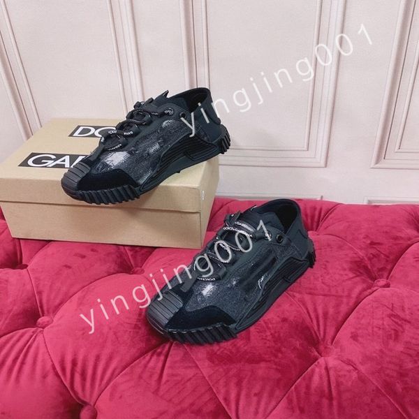 

new designer calfskin casual shoes sneakers vintage trainers fashion shoes lace-up sneaker, Black