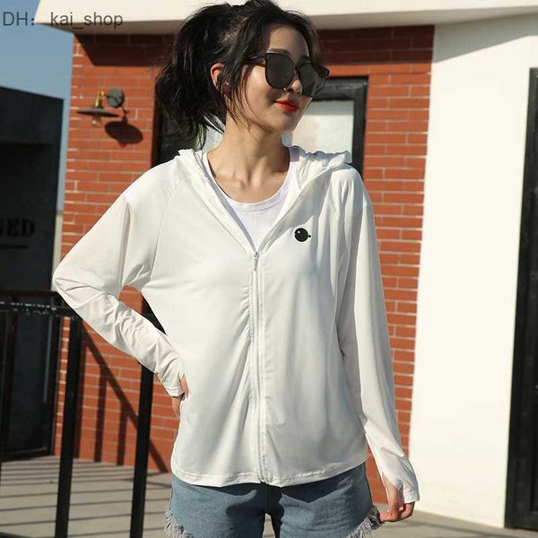 

women's color blocking sunscreen clothing summer large brim uv resistant breathable outdoor cycling short 71, White
