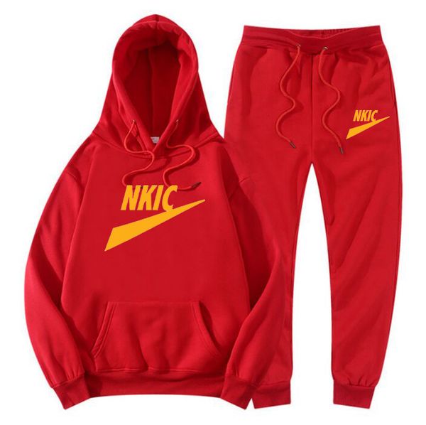 

men tracksuits hoodie pants two pieces casual solid color brand logo print sweatsuit men fashion sportswear brand set tracksuit male, Gray