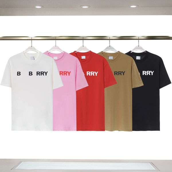 

t t-shirt t shirts designer burberies shirts letter print cotton short-sleeved burbreries for women men basic mens couple tee, White;black