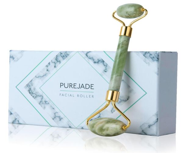 

high quanlity light green jade roller massager with gift box natural noise roller antiaging v face beauty heathy care tool6839786