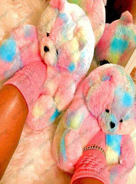 

slippers  fits all plush giant women animal fluffy rainbow black teddy bear slippers stuffed animals soft velvet furry sli8109682