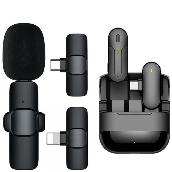 

wireless collar clip type microphone portable audio video recording mini mic for iphone android live broadcast gaming phone mic with retail