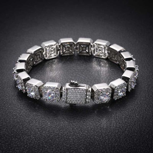 

dropshipping fashion men jewelry fine iced out 10mm 925 sterling silver vvs moissanite tennis chain bracelet