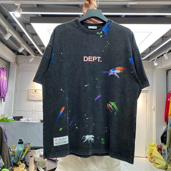 

t-shirts fashion designer clothing tees tshirt foaming letter color splash wash old summer sleeve t-shirt streetwear tshirts comfort, White;black