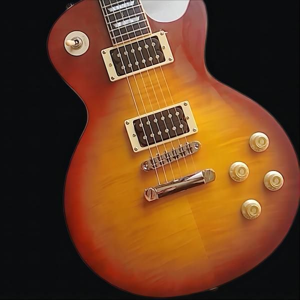 

flyoung lp electric guitar front tiger maple light brown rear red manufacturer direct sale spot sale258365