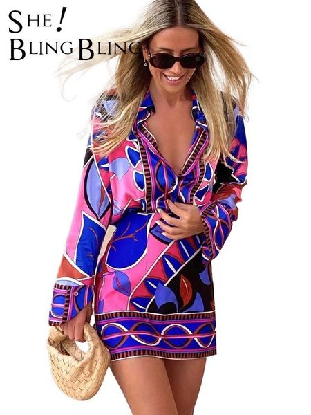 

dress sheblingbling 2022 summer woman casual geometric print suits traf chic purple high low hem blouse+ shorts 2 piece sets, White