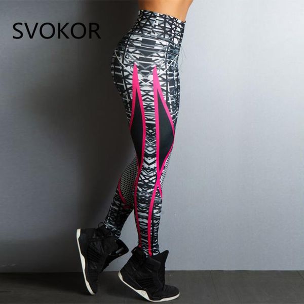 

leggings svokor leggings for women women' geometric line print leg pants polyester high waist hip elastic slim breathable leggings, Black