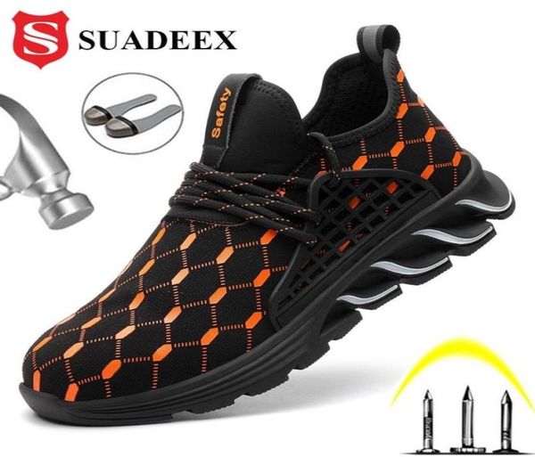 

suadeex work shoes antismashing steel toe shoes man safety sneakers industrial working footwear ankle safety boots drop y4365262, Black;brown