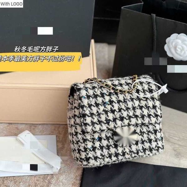 

evening bags luxury brand design letter chain cc bag small fragrant wind woolen square fat womens bag single shoulder crossbody fashion netw, White