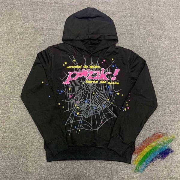 

sweatshirts men's hoodies puff print spder young thug angel hoodie men women heavy fabric spider web sweatshirts pullover tnxm, Black