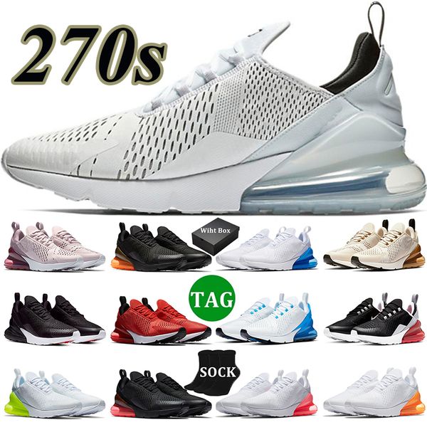

270s men woman running shoes 270 pure platinum light brown color matching black white green pink white gold coral powder mens trainers women