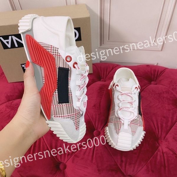 

new luxury designer men's and women's sports shoes casual shoes leather lace up flat shoes retro canvas shoes men's and women, Red;white