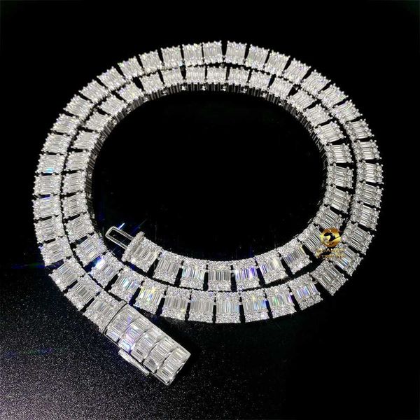 

hip hop 11mm iced out 925 sterling silver baguette cz tennis chain