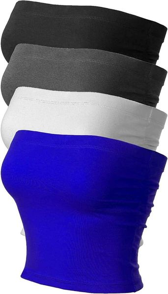 

mixmatchy women's causal strapless double layered basic tube - pack, Black;white