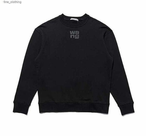 

aw designer wonmen luxury alexander king limited letter foaming print crew wang neck sweater men's women's loose wonmrn men hoodie, Black