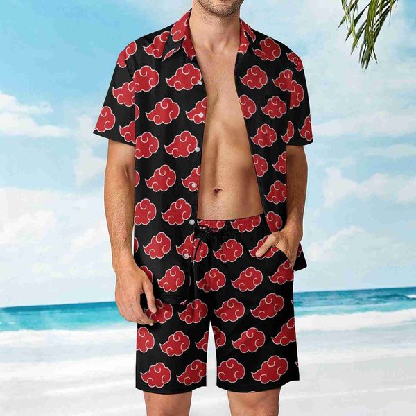 

tracksuits japan anime akatsukiers running men's beach suit creative 2 pieces pantdress high quality, Gray
