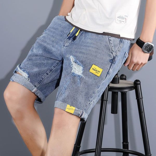 

men's shorts denim summer thin fashion relaxed casual outwear brand versatile 5 crops 230419, White;black