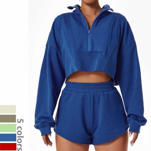 

designer sports fitness sweater set gym zipper long sleeve fitness fashion stand collar women's sportswear winter and fall