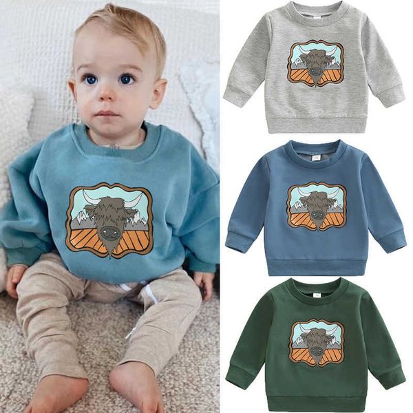 

t-shirts focusnorm 0-3y autumn causal baby girls boys sweatshirt t shirts cartoon animal printed long sleeve pullover 3 colors p230419, Blue