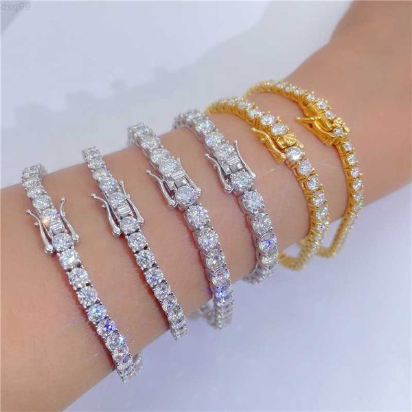 

3mm 4mm 5mm 6mm iced out moissanite 10k solid gold hip hop jewelry luxury vvs diamond tennis chain, Silver