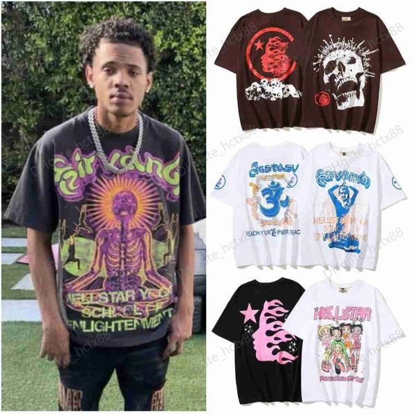 

hellstar studios globe tee plus size men t-shirts heavy cotton man vintage oversized t-shirt streetwear tee youth tees hellstars big tall s, White;black