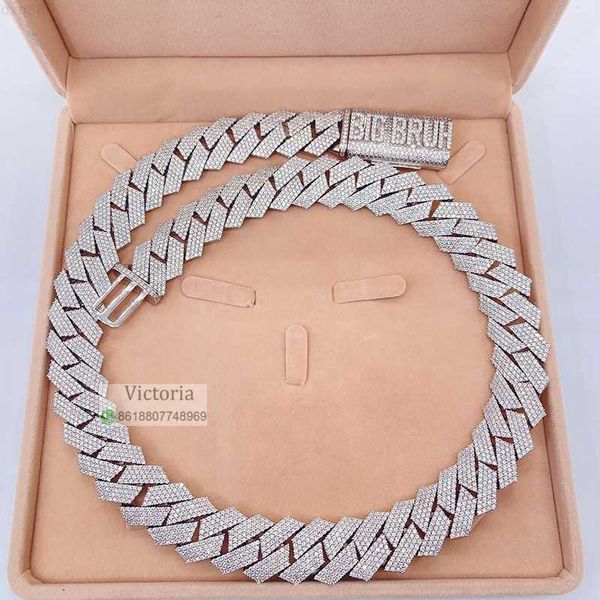

hip hop 20mm miami cuban link men iced out moissanite chain necklace, Silver