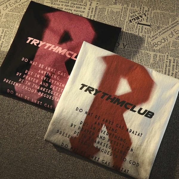 

mens tshirts hiphop oversized tshirt summer men clothing y2k graphic t shirts retro couple goth gradient harajuku letter tees 230419, White;black