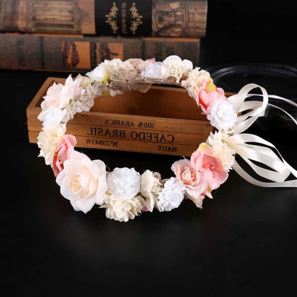 

wedding hair jewelry boho style flower headbands for women girls floral garland wreath tiaras wedding crown hair accessories headpieces jewe, Slivery;golden