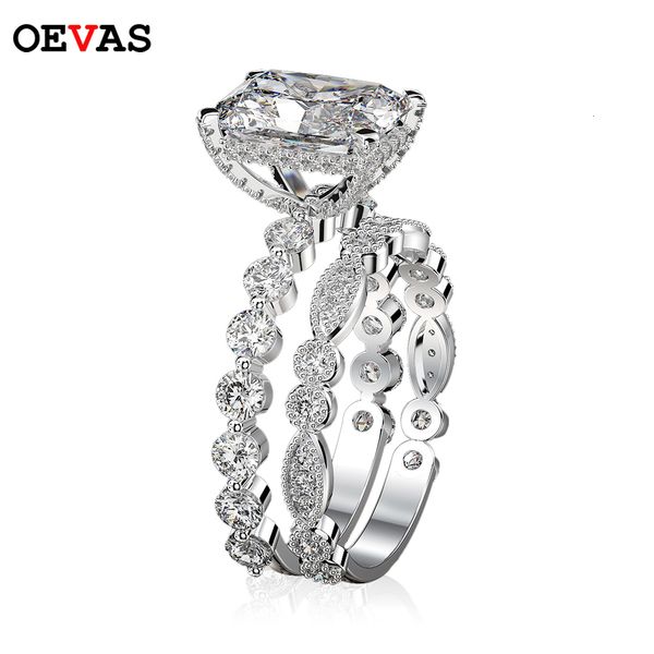 

solitaire ring oevas 100% 925 sterling silver wedding rings set for women sparking created gemstone diamonds engagement band fine jewelry gi, Golden;silver