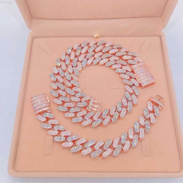 

luxury sterling silver 925 white gold miami cuban link iced out lab diamond moissanite cuban chain