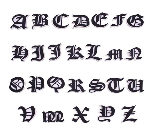 

whole old english alphabet letters croc charms pvc shoe clog charms for wristband bracelet diy1318749, White;pink