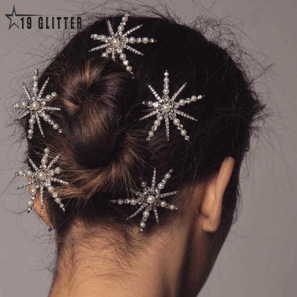 

wedding hair jewelry fashion star rhinestone pearl hair pin for women bride bling crystal hair accessories barrettes wedding jewelry w0419, Slivery;golden