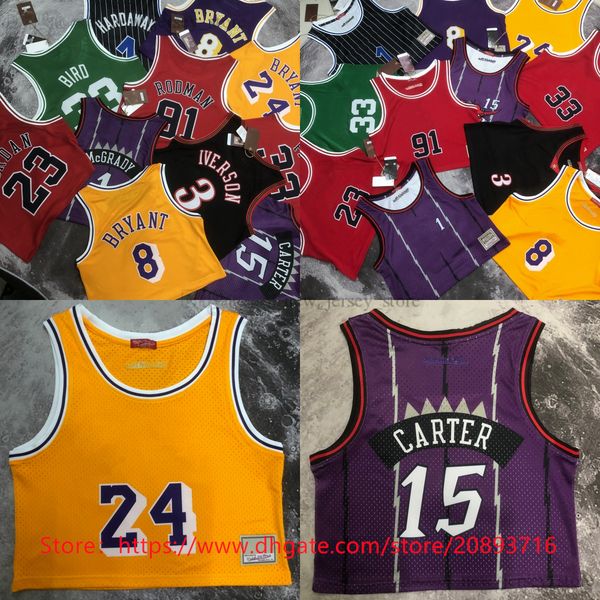 

printed girl youth basketball jerseys mitchellness women alleniverson vincecarter dennisrodman pennyhardaway tracymcgrady larrybird scottiep, Black;yellow