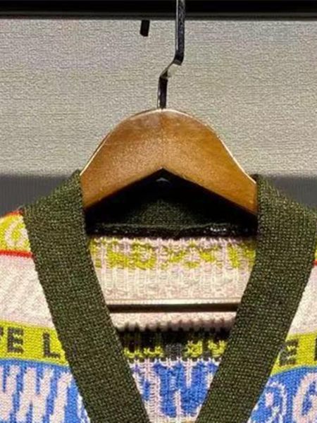 

sweaters women's contrast color letter jacquard vneck cardigan autumn winter lady wool blended single breasted knit jacket, White;black