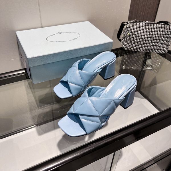 

outside wear all-match block heel sandals fashion trend slippers thick heels casual senior sandals, Black
