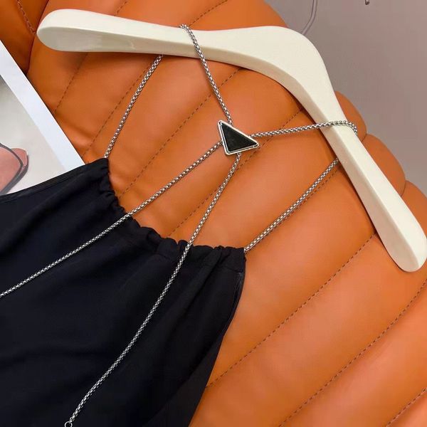 

facility designer designed women dress women triangle badge pearl suspender backless off-the-shoulder dress ing, Black;pink