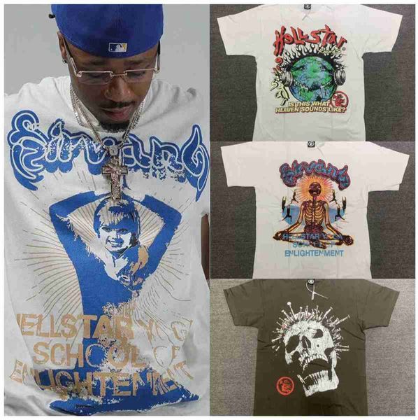 

2023 men's t shirt hellstar studios yoga goddess da ins high street fashion men's and short sleeve t-shirt 0m, White;black