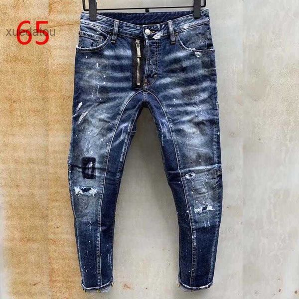 

ripped jeans black mens denim pants fashion skinny broken style bike motorcycle rock revival jean ntsg, Blue