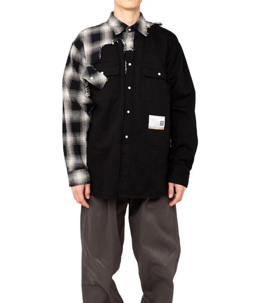

mihara yasuhiro original men jackets patchwork jackets women patched jackets loose men shirts, Black;brown