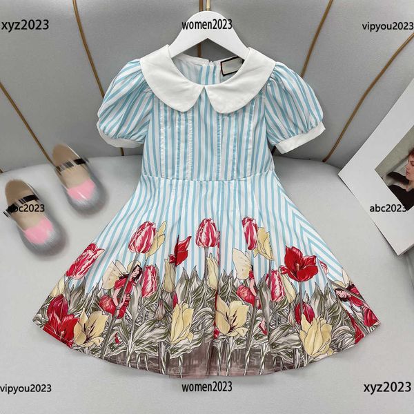 

2023 new summer dress fashion brand cartoon letter style kids girl clothes baby girls princess dresses size 110-160 cm princess dress, Red;yellow