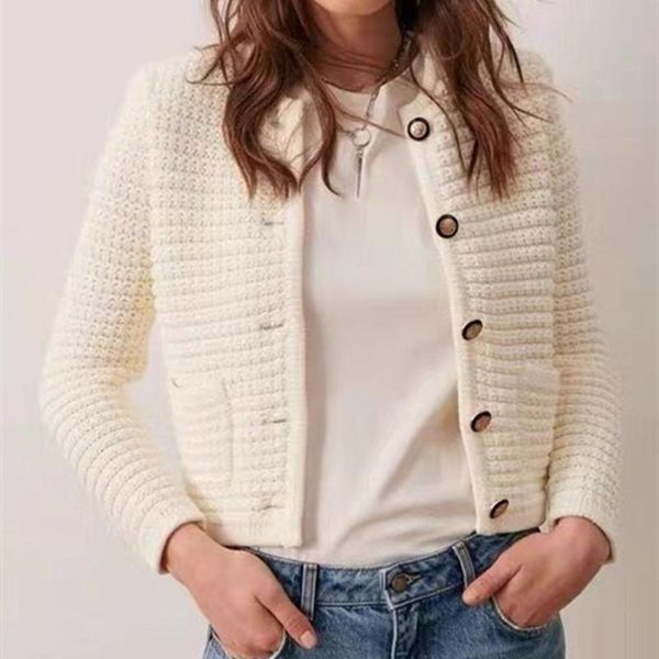 

sweaters solid color women cotton sweater round neck temperament coat long sleeve female knit cardigan new fashion 2022 autumn, White;black