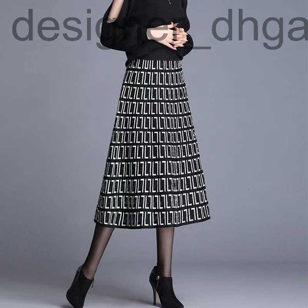 

skirts designerdesigner 2023 new knitted half skirts high-quality fashion high-waisted mid-length full f letter printed knitted skirt mcrr, Black