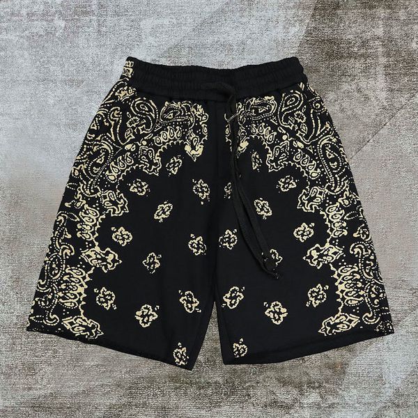 

men's shorts black vintage paisley print comfortable breathable printed sweatpant social club outfits 230419, White;black