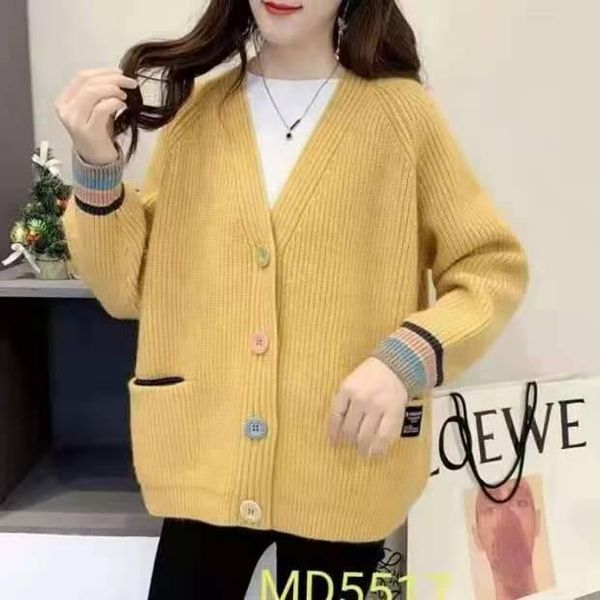 

sweaters new style jacket women's tide spring and autumn knitted loose cardigan korean version of allmatch short women's sweater, White;black