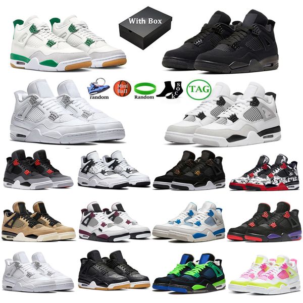 

with box white oreo basketball shoes 4 4s black cat university blue pure money bred fire red men sports sneakers mens women