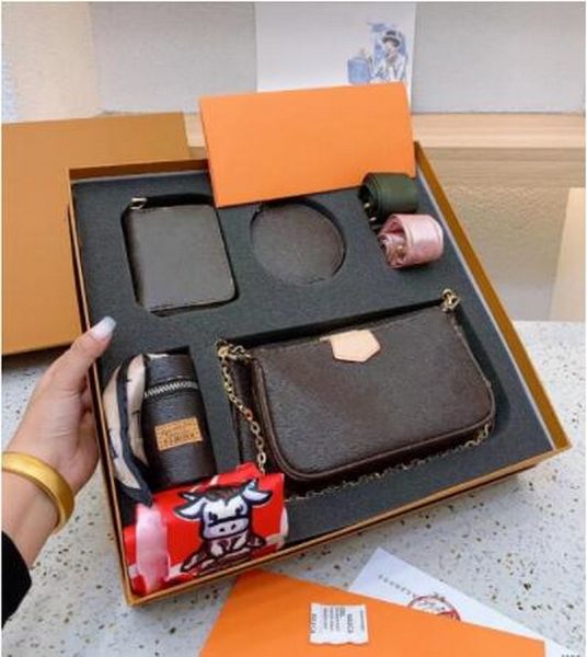 

5 pcs fashion designer 5a genuine leather lady bag crossbody shoulder bags and 2 set straps wallet silk scarves women handbags purses cross